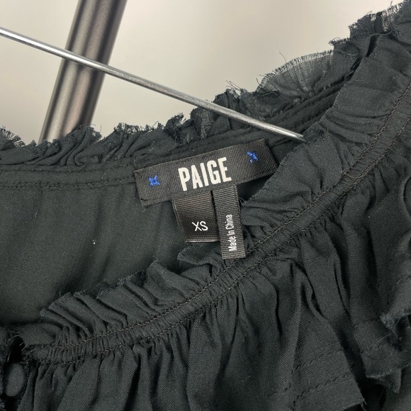 Paige Augustina Black Off Shoulder Ruffle‎ Button Up Blouse - Picture 9 of 11